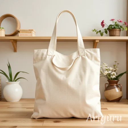 Baumwoll Shopper beige für den täglichen Einkauf.